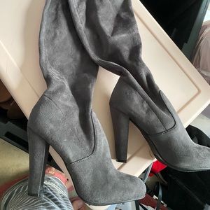 Gray over the knee boots